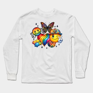 Rainbow heart butterfly Autism Awareness Gift for Birthday, Mother's Day, Thanksgiving, Christmas Long Sleeve T-Shirt